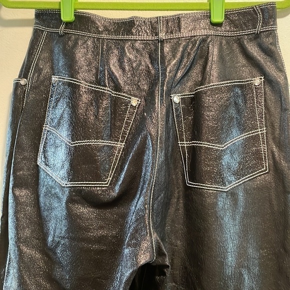 emanuel Ungaro Genuine Pigskin High Waisted Lined Rhinestone Pants Vintage - Picture 7 of 11
